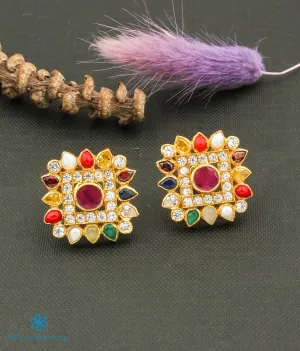 The Vishruth Silver Ear-studs (Navratna)