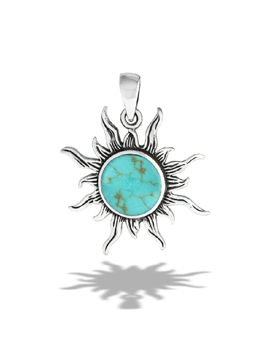 Turquoise Sun Pendant Necklace