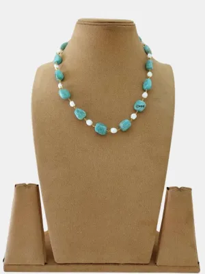 Turquoise Texture Beaded Necklace