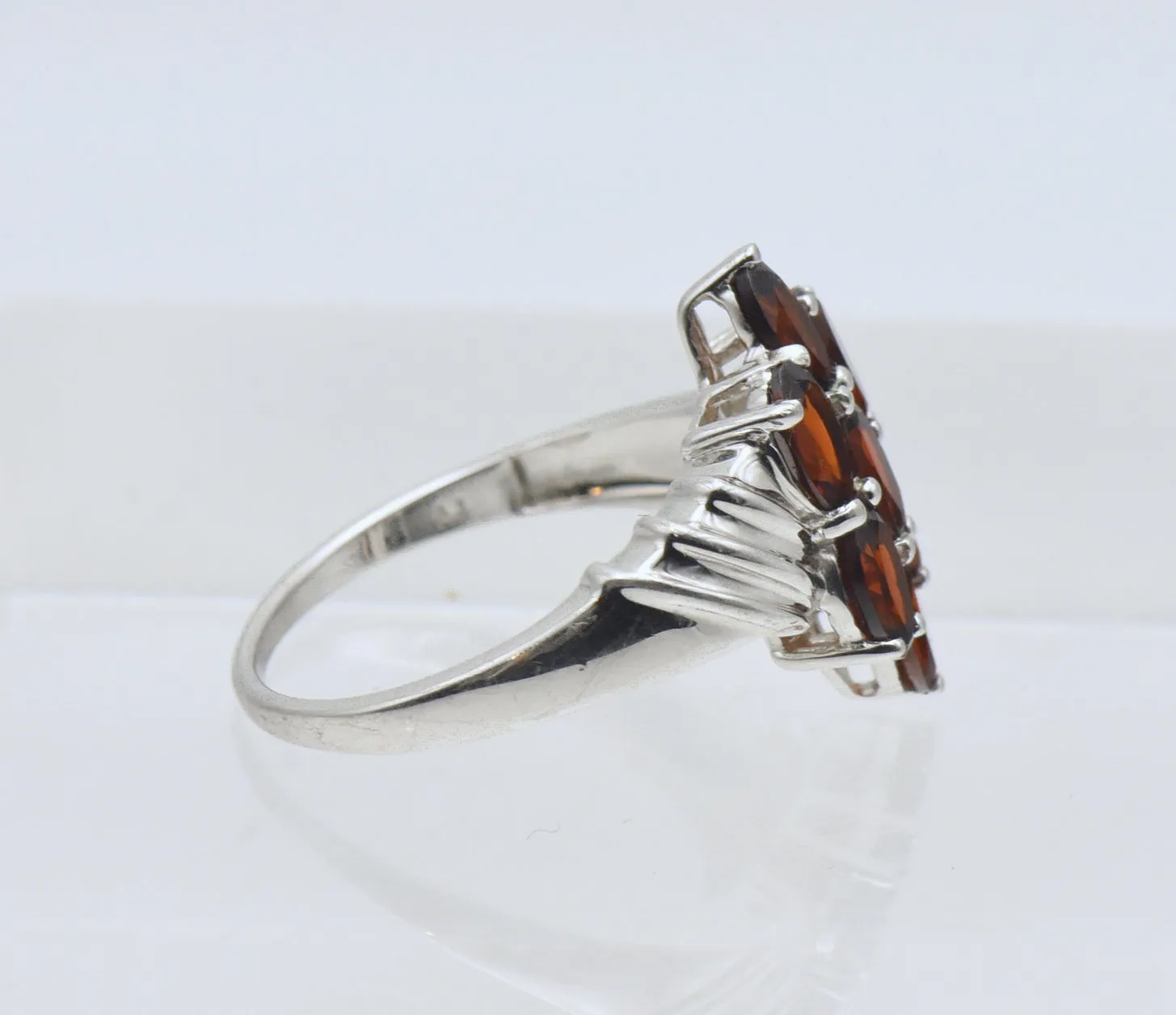 Vintage Garnets Sterling Silver Ring - Size 10