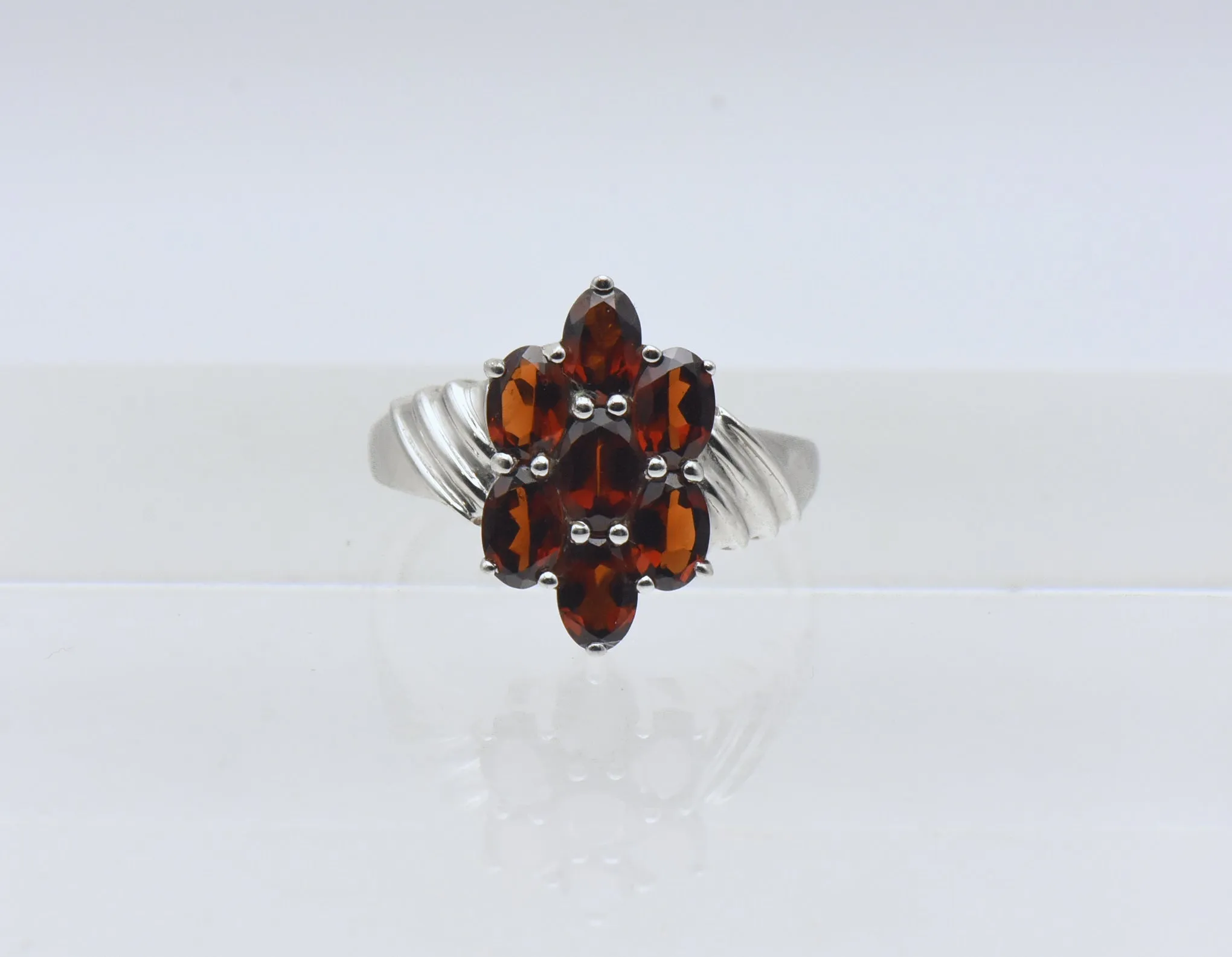 Vintage Garnets Sterling Silver Ring - Size 10