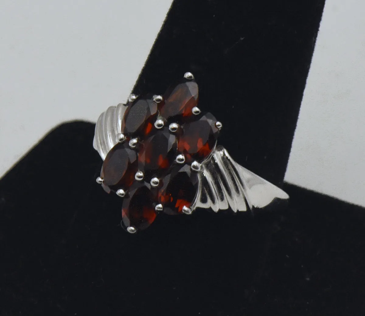 Vintage Garnets Sterling Silver Ring - Size 10