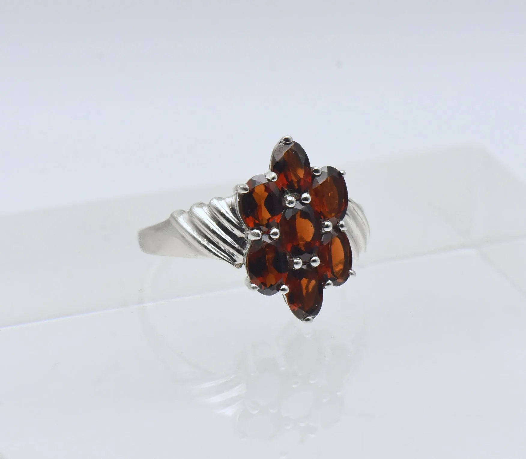 Vintage Garnets Sterling Silver Ring - Size 10