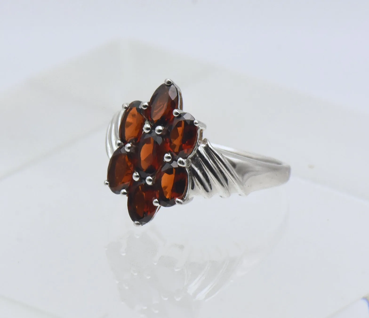 Vintage Garnets Sterling Silver Ring - Size 10