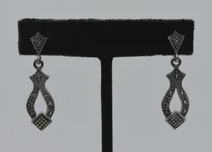 Vintage Sterling Silver and Marcasite Dangle Earrings